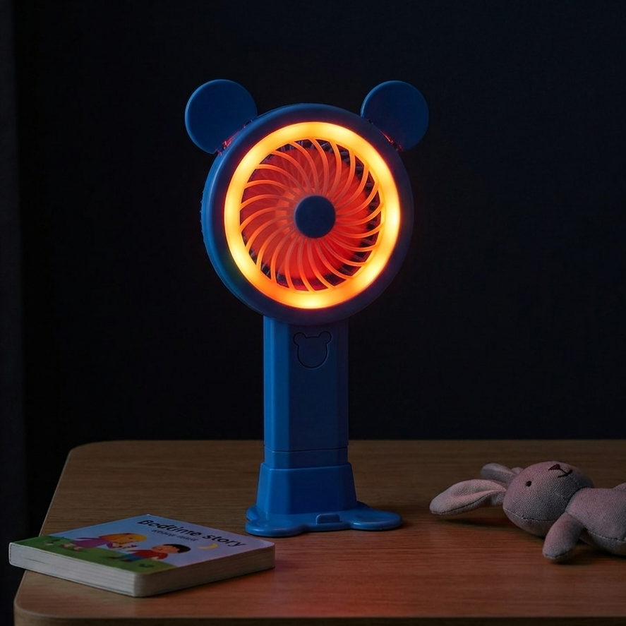Rechargeable Handheld Fan with LED Night Light