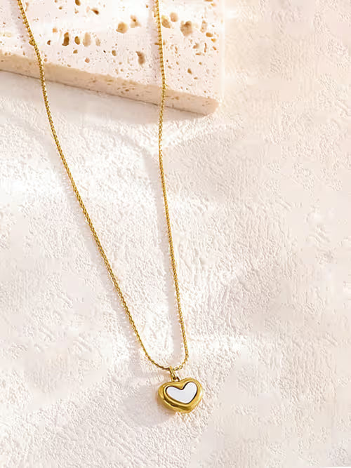 Korean White Heart Stainless Steel Necklace