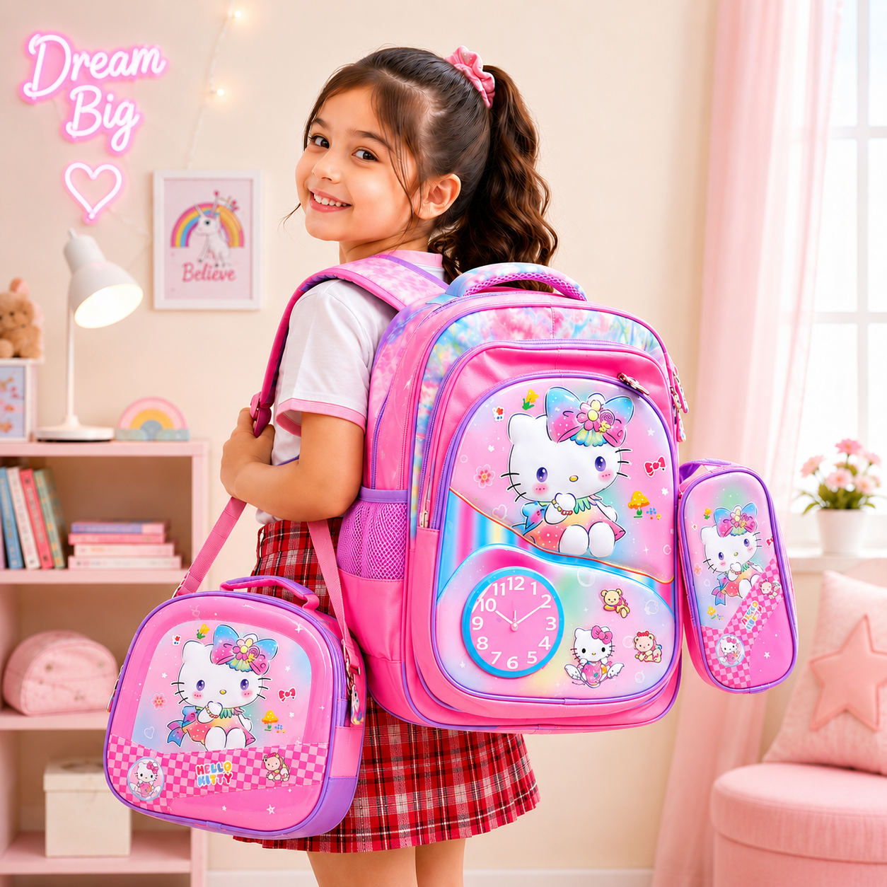 Hello Kitty 3 Piece School Bag Set (Montessori to Class 2)