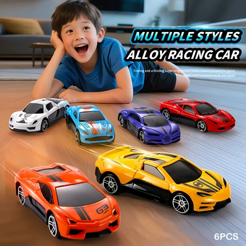 Fast Speed 6 Pcs Metal Body Sports Cars With Acrylic Box Display