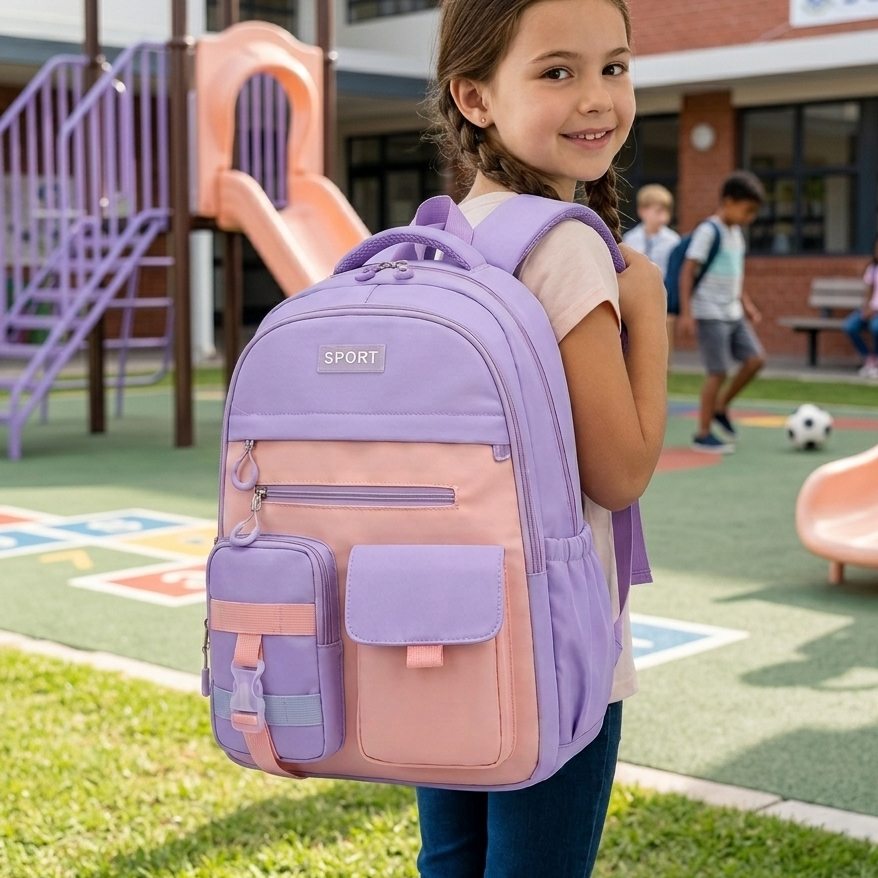 Kawaii Pastel Spine Protection School College Bag for Girls
