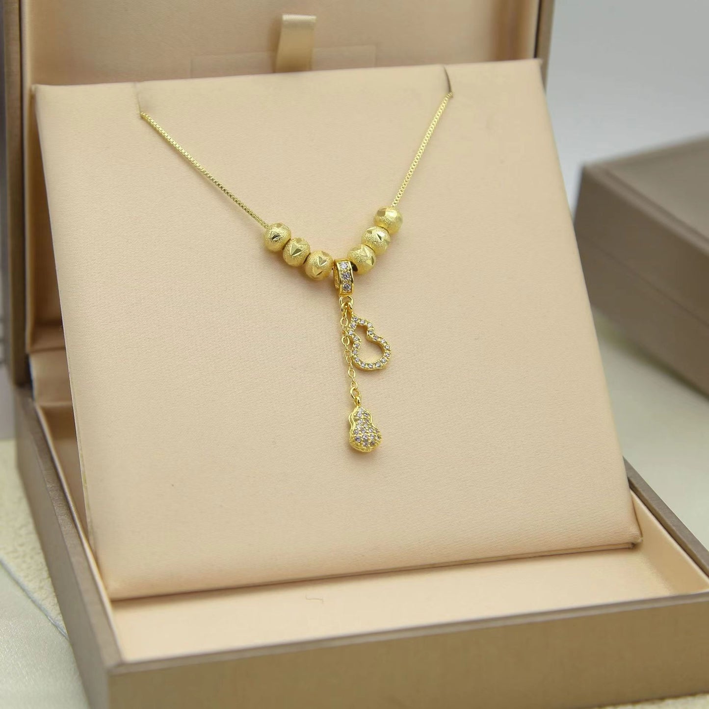 Gold Look Charms Stainless Steel Necklace