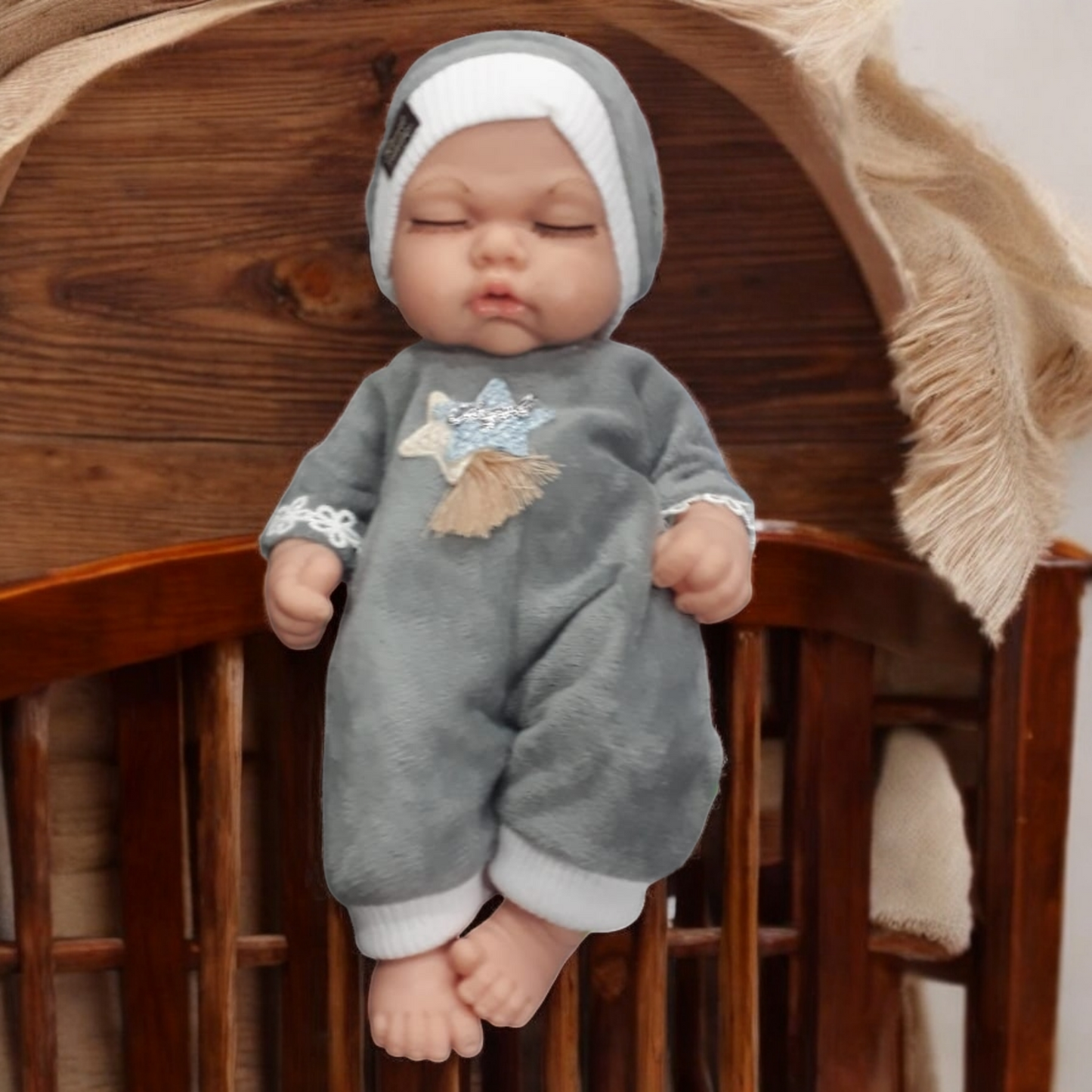 Baby Babble Grey Silicon Baby Doll