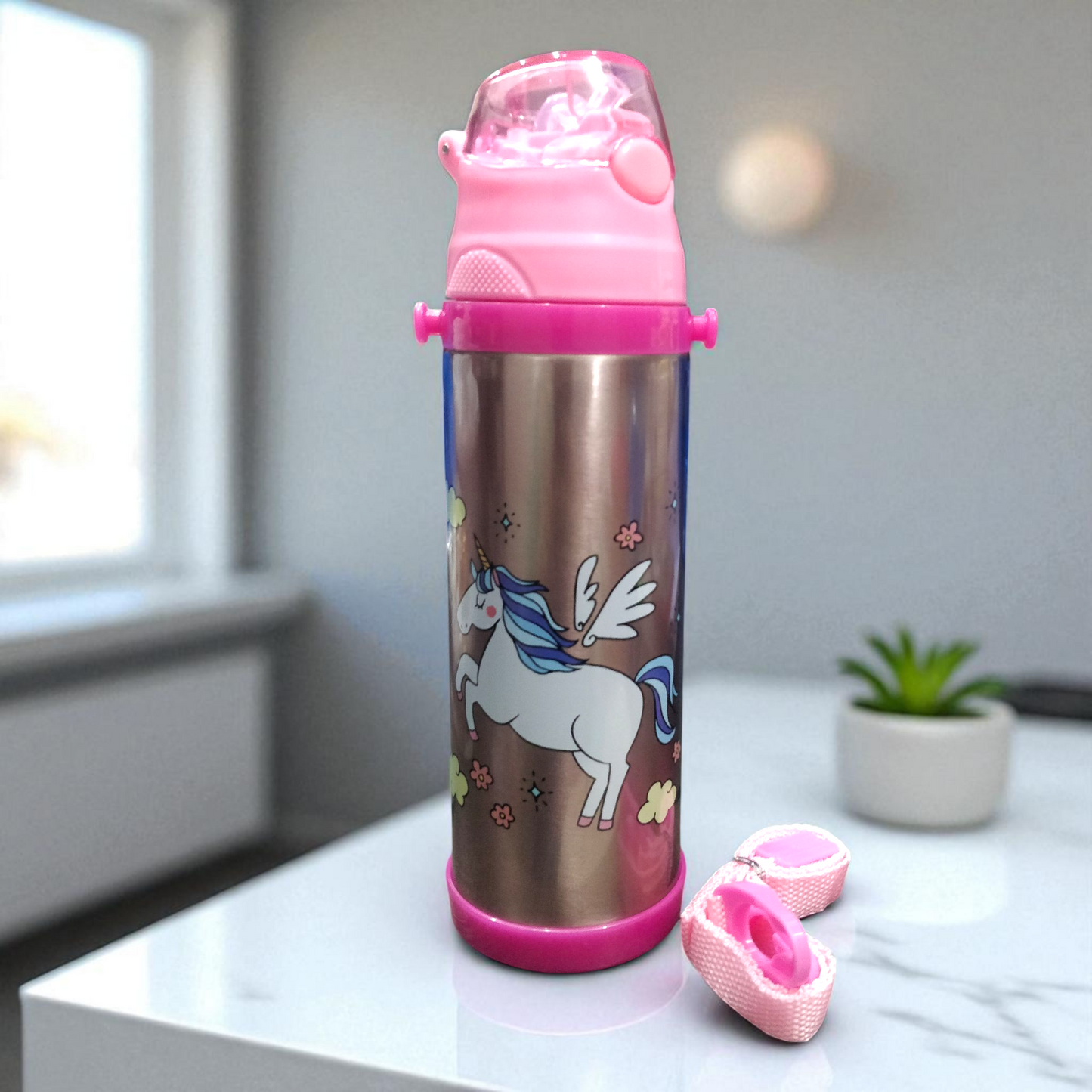 Unicorn Stainless Steel Straw Water Bottle
