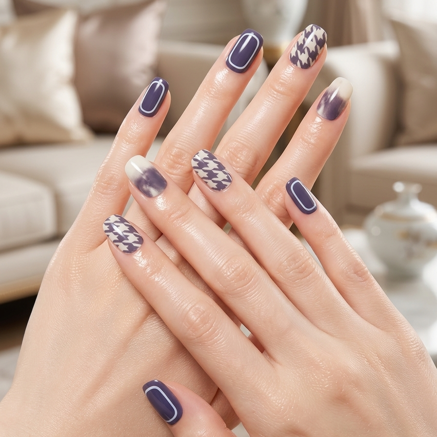 Chic Deep Mauve Marble Press-On Nails