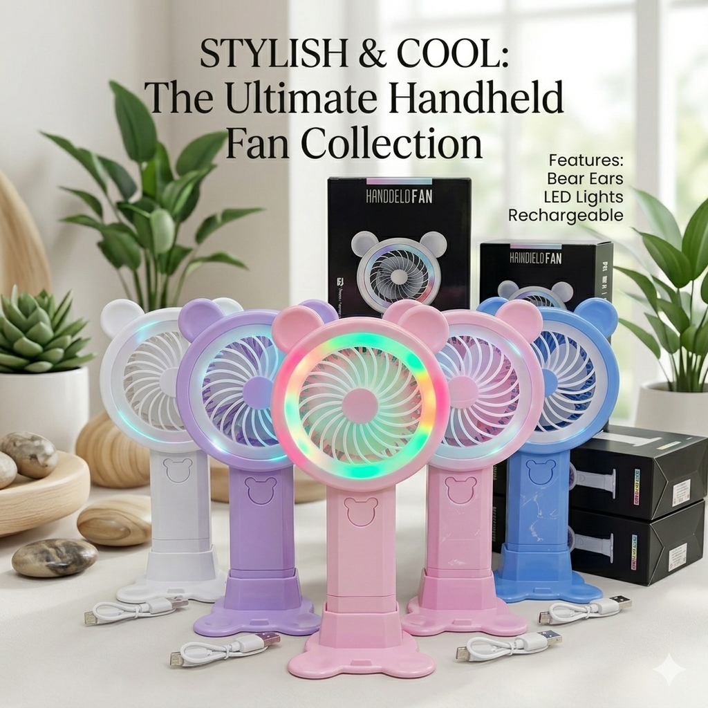 Rechargeable Handheld Fan with LED Night Light