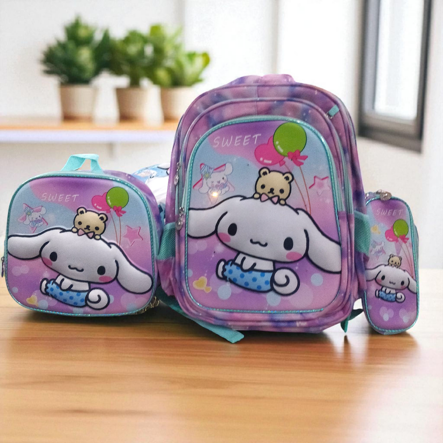 Cinnamoroll 3 Pc School Bag With Lights (Pink)