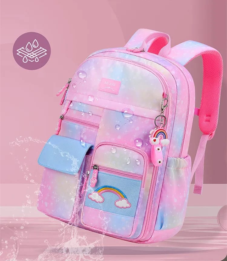 Unicorn Rainbow School Bag For Girls With Unicorn Key Chain