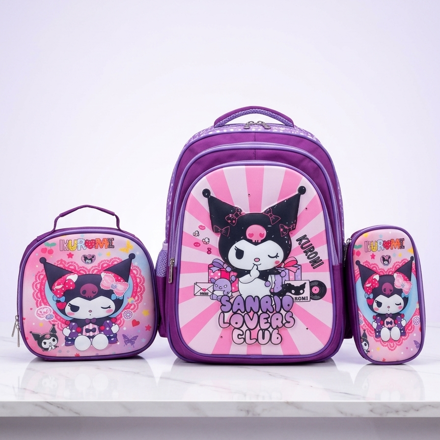 Kuromi 3 Pc School Bag