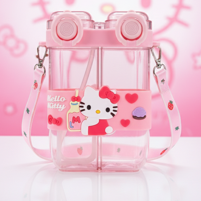 Hello Kitty Dual Partition Water Bottle for Kids