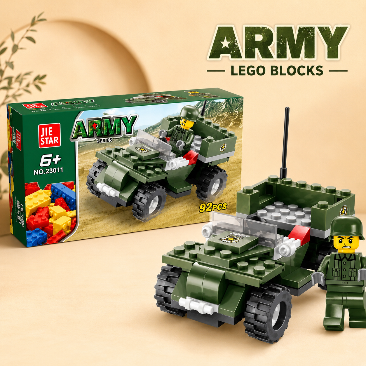 92 Pcs Army Car Lego Blocks