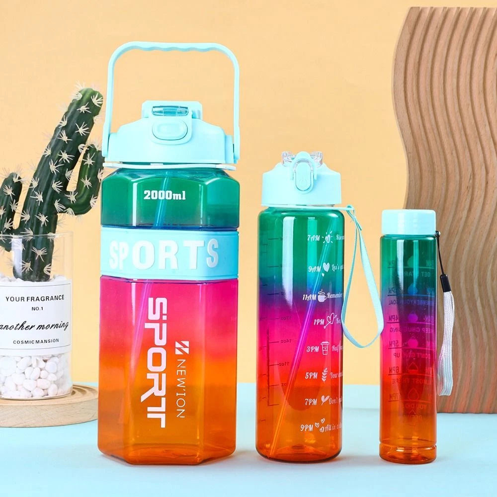 Motivational Water Bottle Set of 3 | Sizes (2 Litre, 1 Litre, 500ml)
