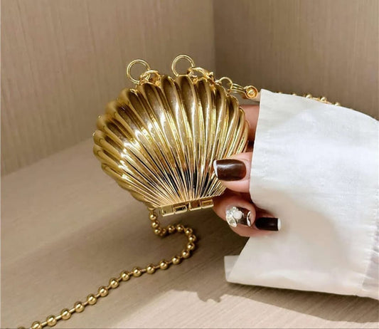 Shell Metal Bag | Purse | Clutch With Chain