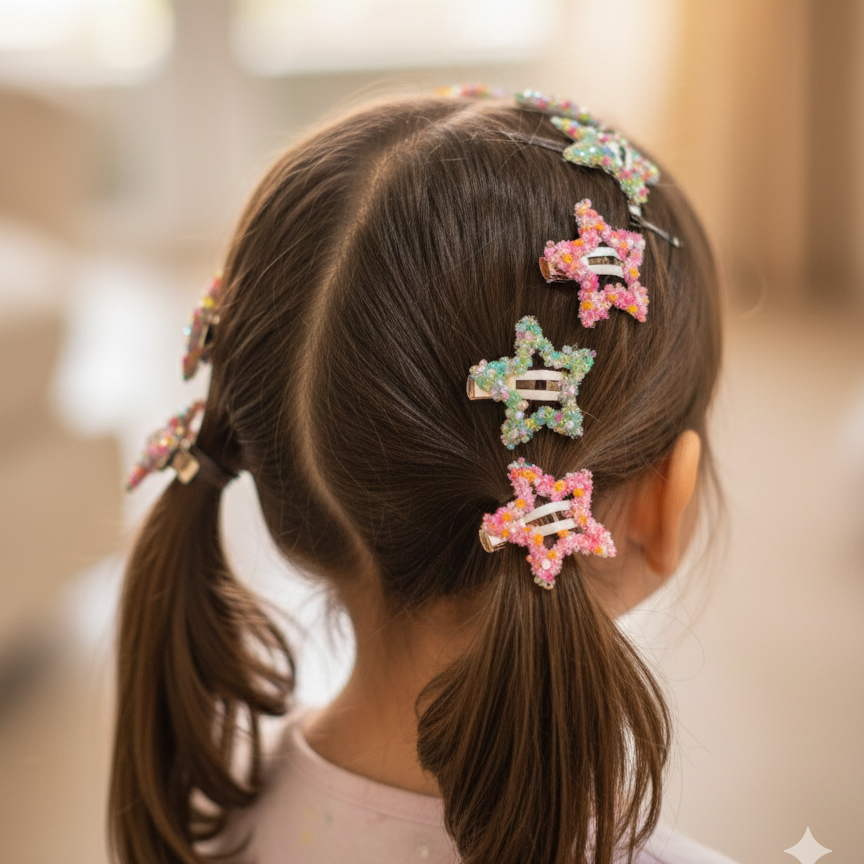 Multi Sequin Star Hair Pins | Clips Pack of 10