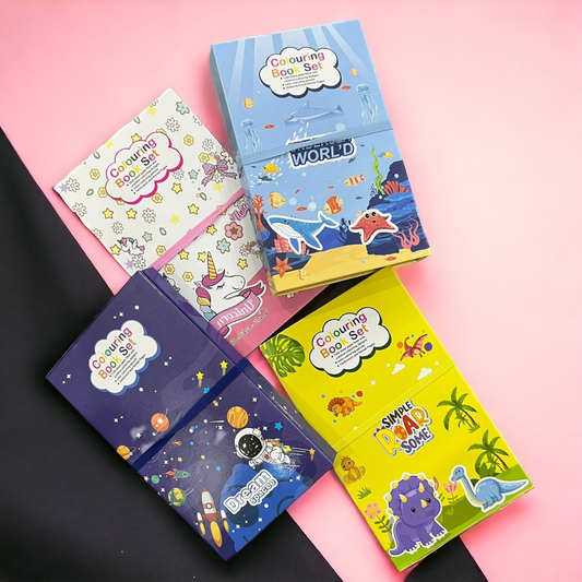 Colouring and Scratch Book With Colours | Stencil | Wooden Pencil