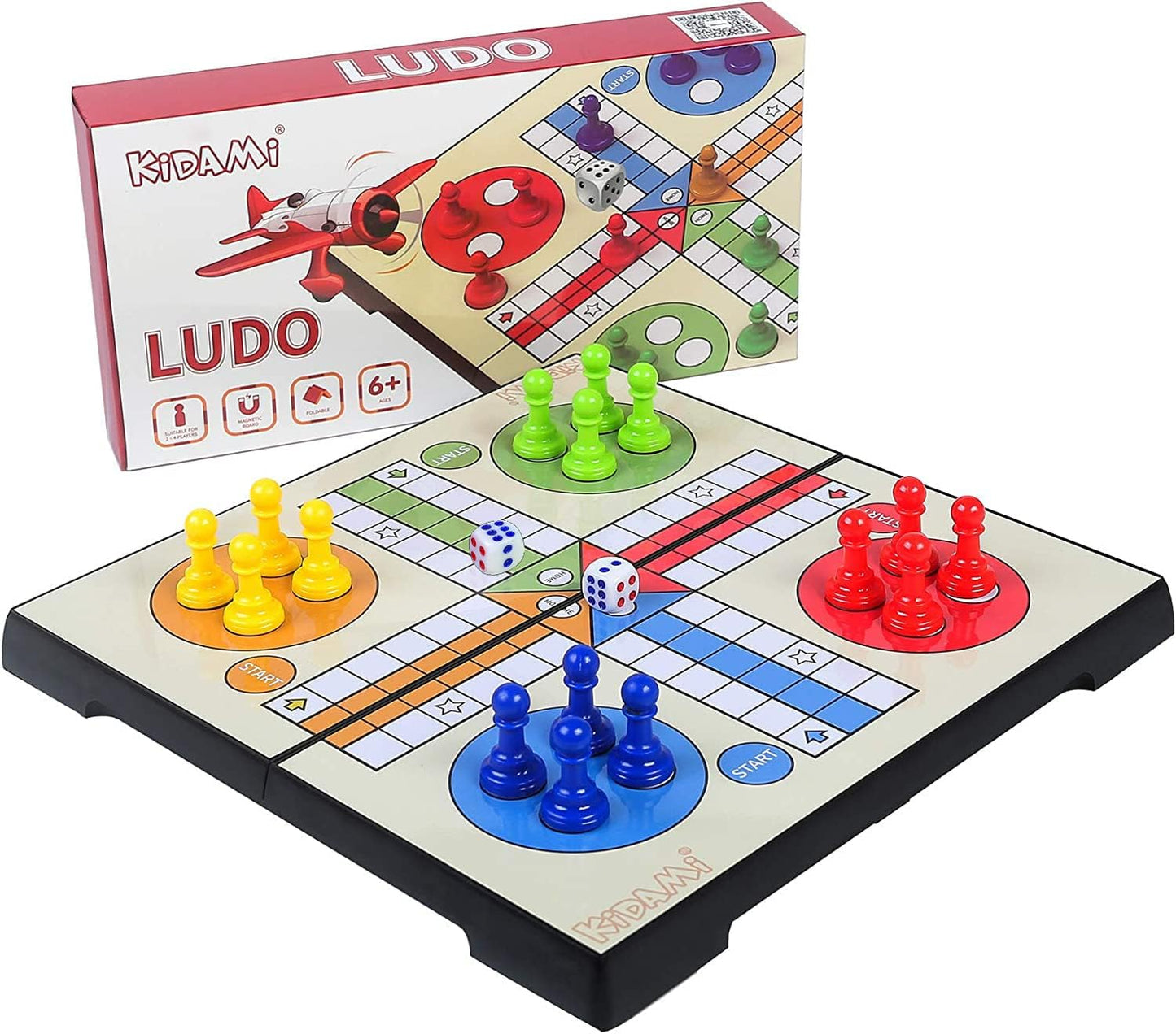 Magnetic folding ludo board game