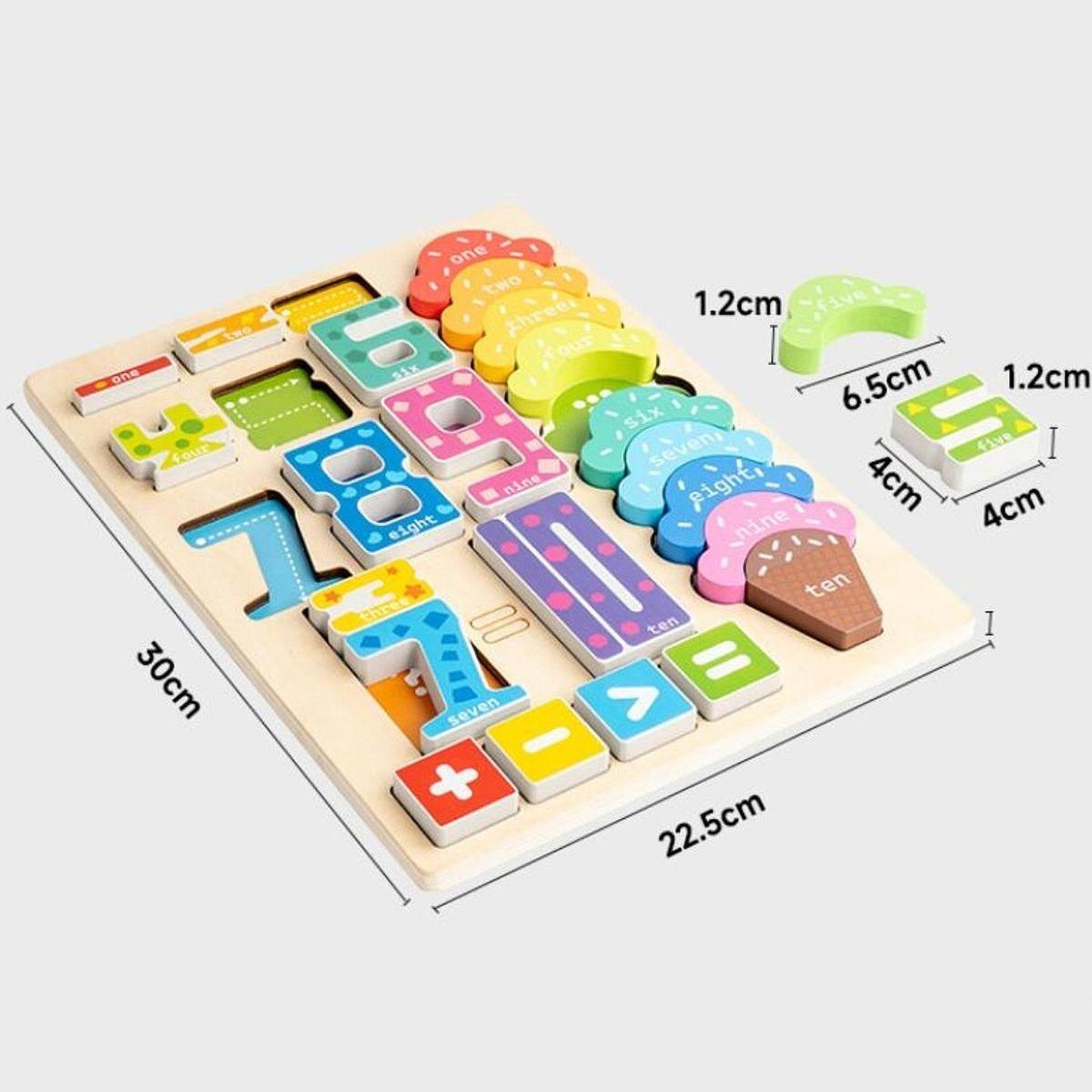 Montessori Wooden Ice Cream Digital Learning Board – Early Math & Cognitive Development Toy