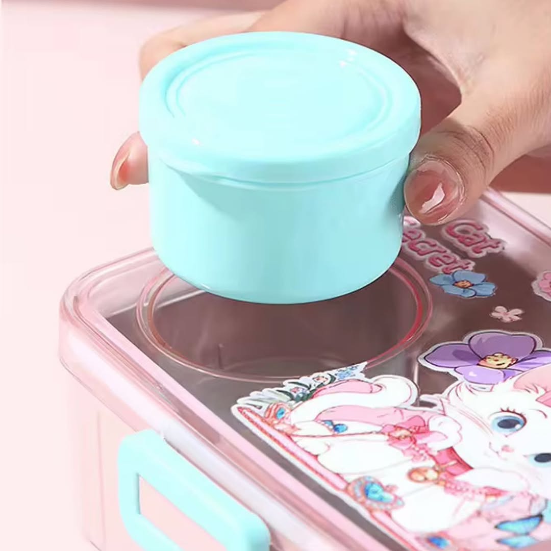 Cartoon Stainless Steel Lunch Box With Sauce Box