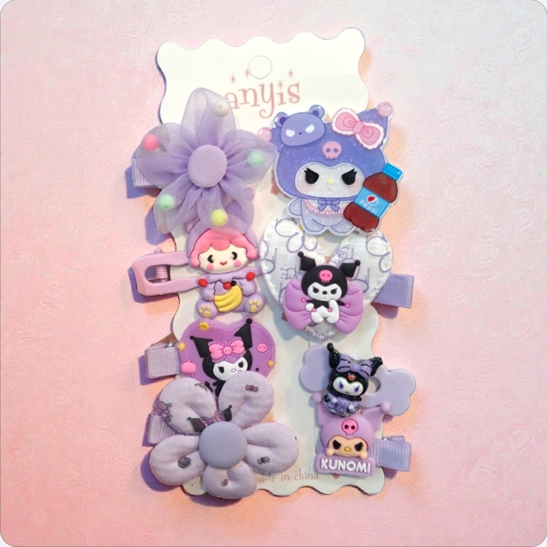 Kuromi Hair Clips Set