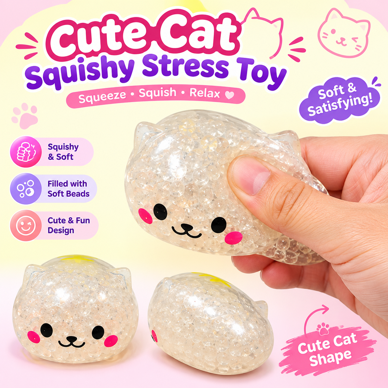 Cute Cat Squishy Stress Toy β Soft & Satisfying Sensory Toy