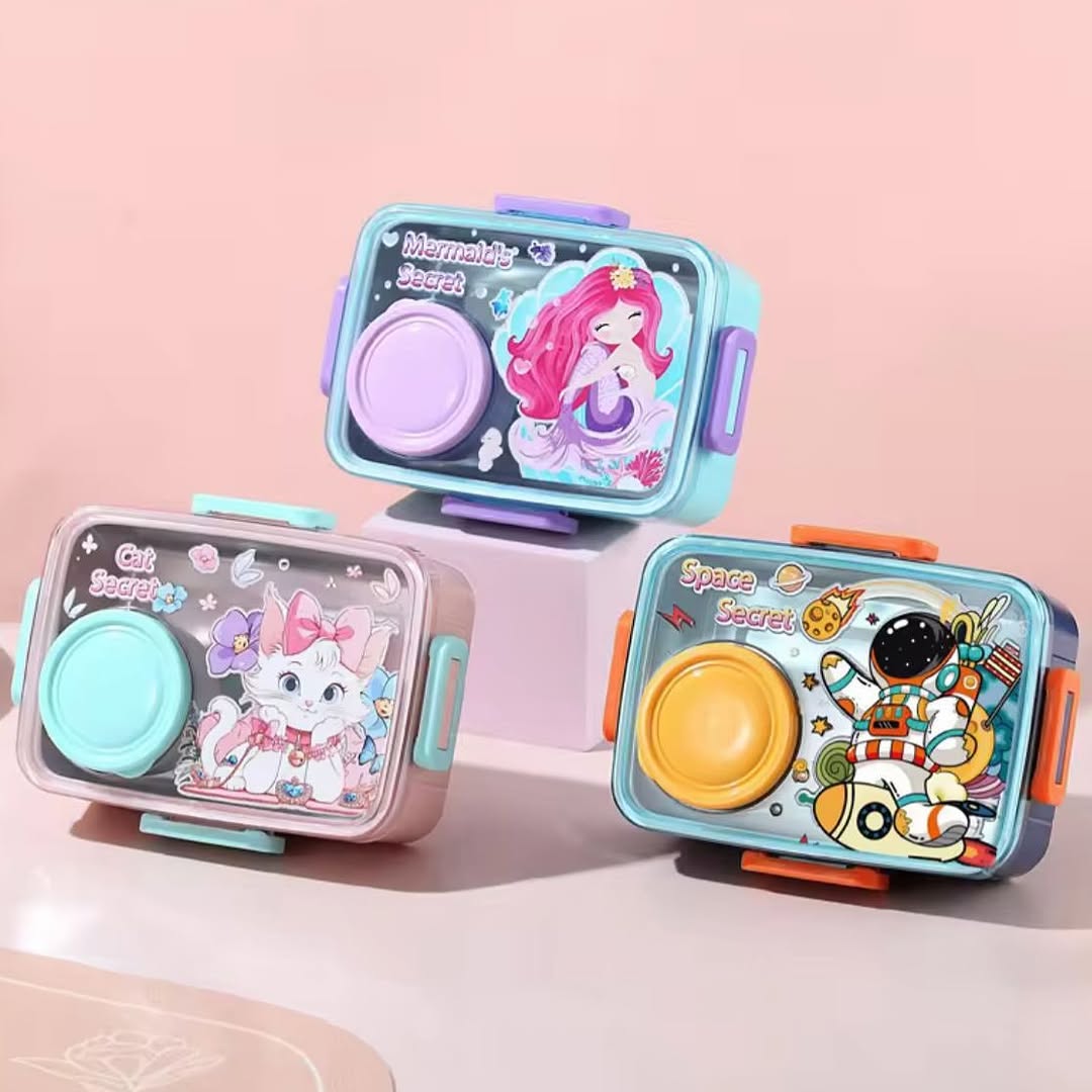 Cartoon Stainless Steel Lunch Box With Sauce Box
