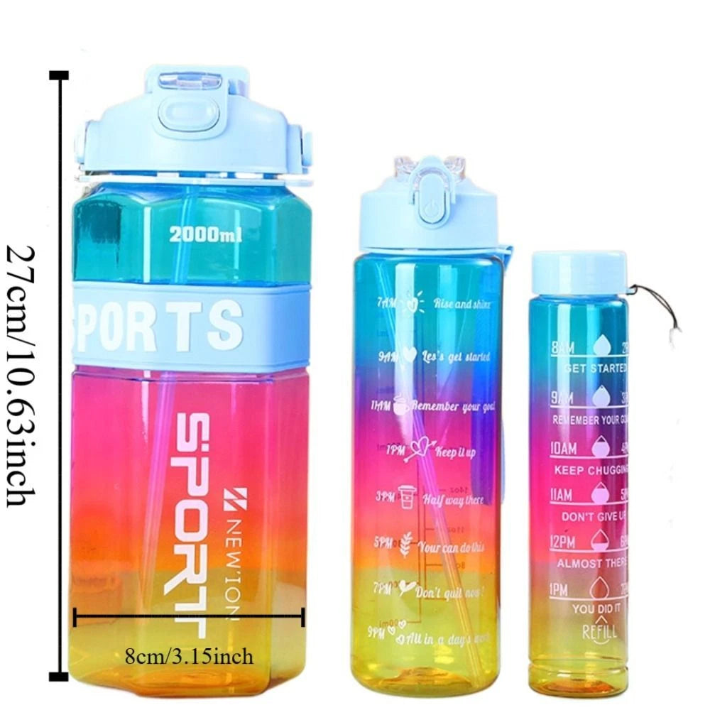 Motivational Water Bottle Set of 3 | Sizes (2 Litre, 1 Litre, 500ml)