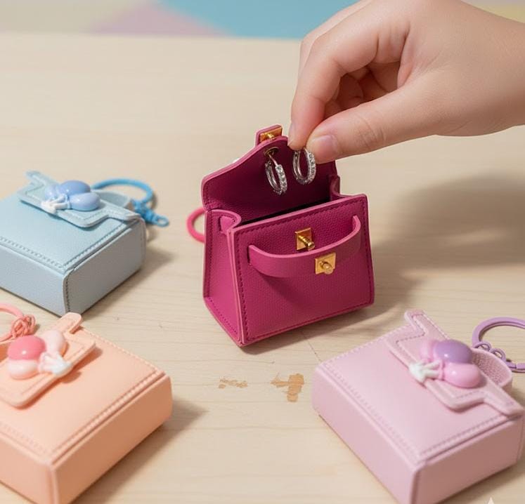 Mini PU Leather Handbag Keychain & Pouch