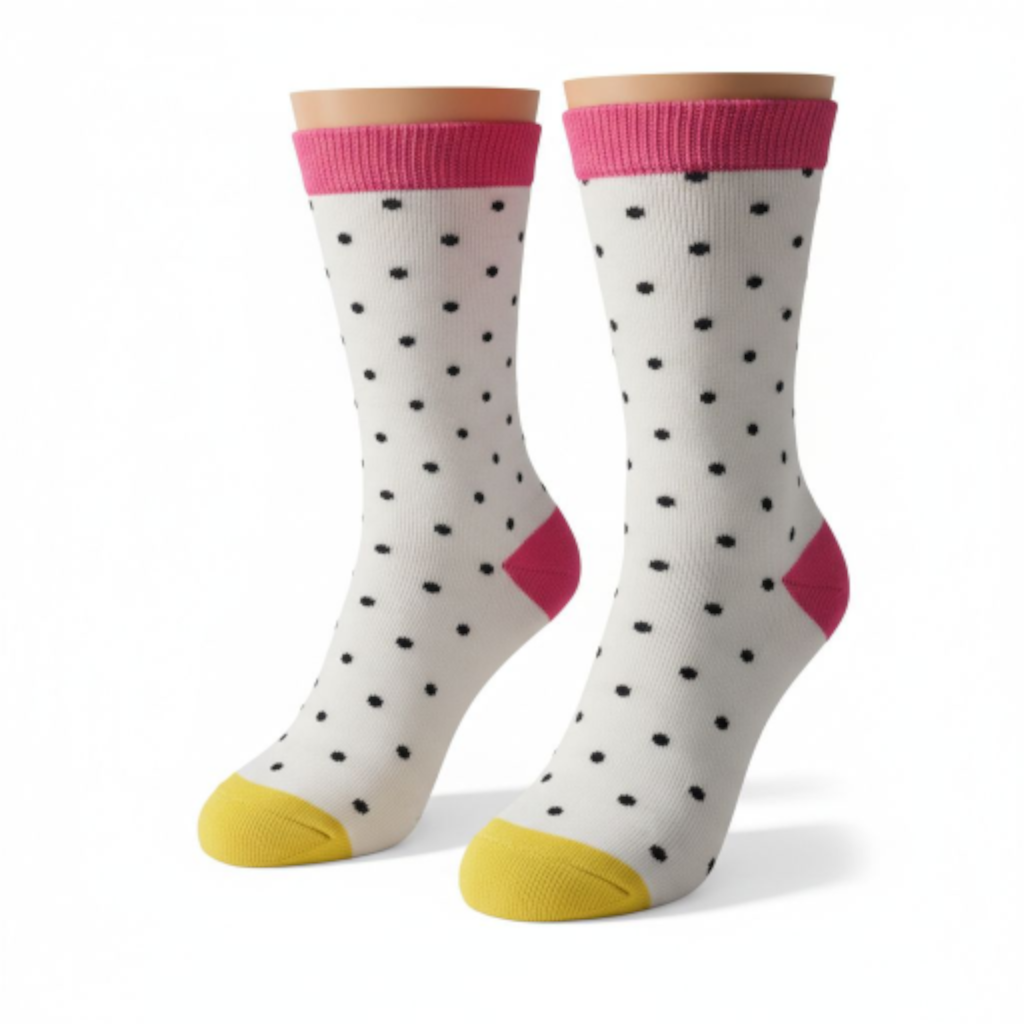White & Black Polka Dots Socks for Girls