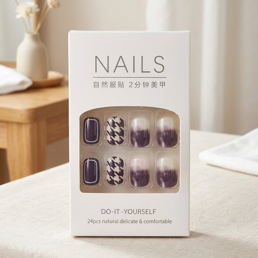 Chic Deep Mauve Marble Press-On Nails