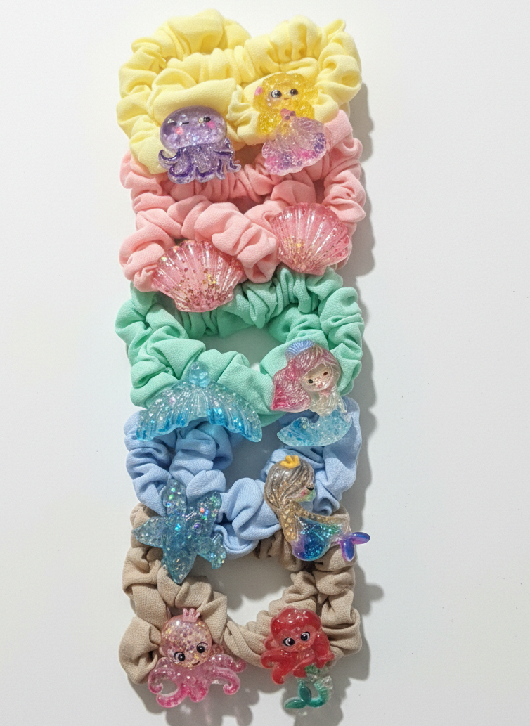 Mermaid Acrylic Scrunchies for Girls