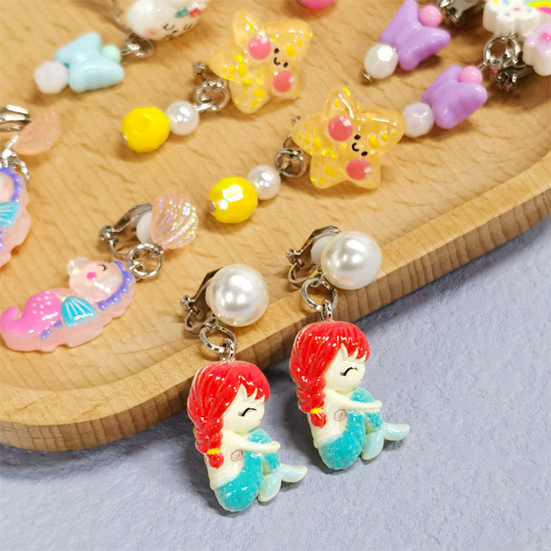 Mermaid Clip On Earings For Little Girls