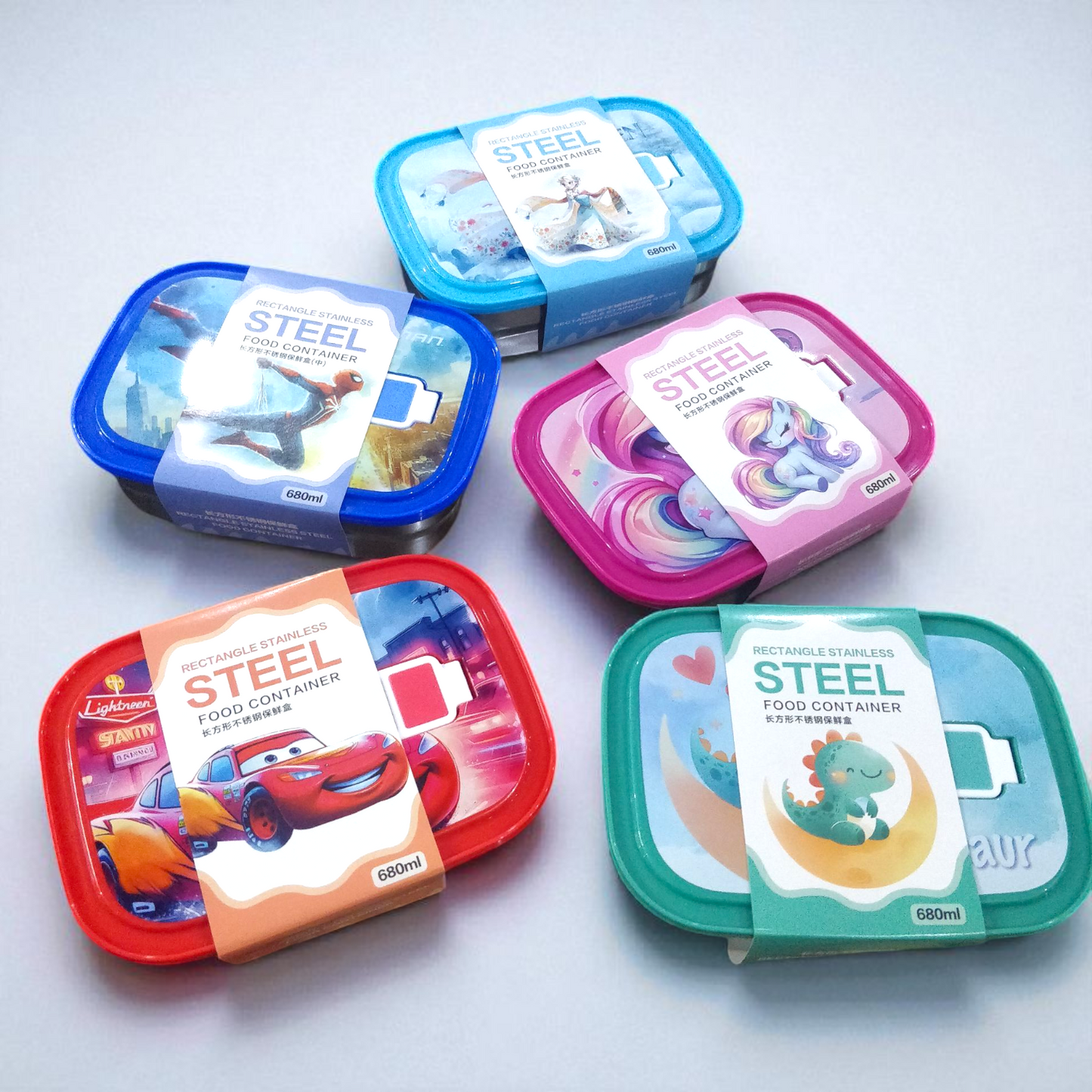 Spill Proof Cartoon Character Steel Lunch Box