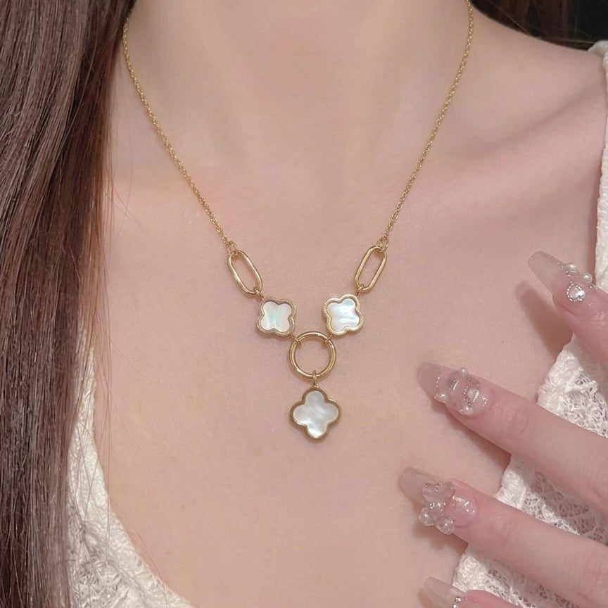 Korean Pinteresty Clover Stainless Steel Necklace