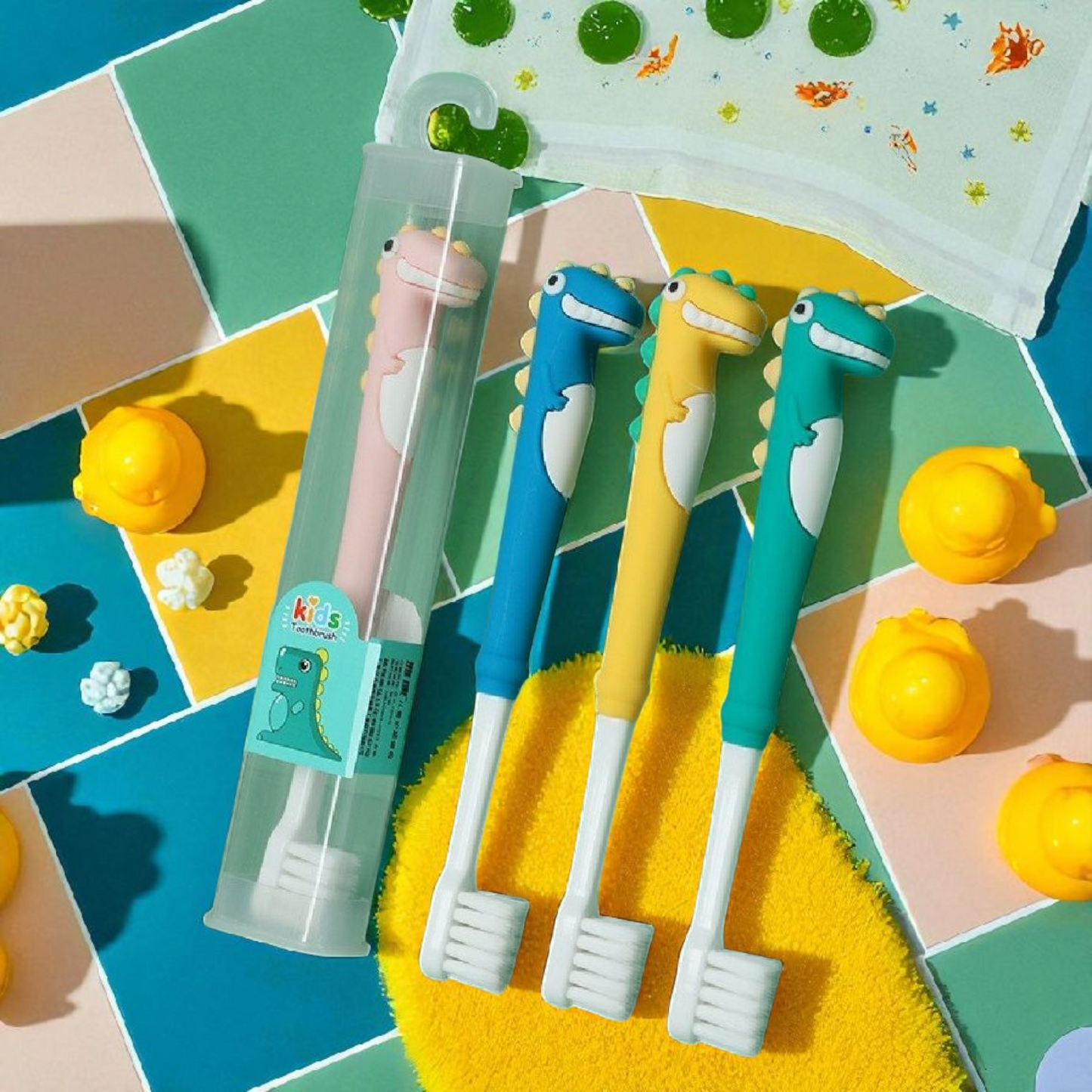 Dinosaur Tooth Brush For Kids With Cover