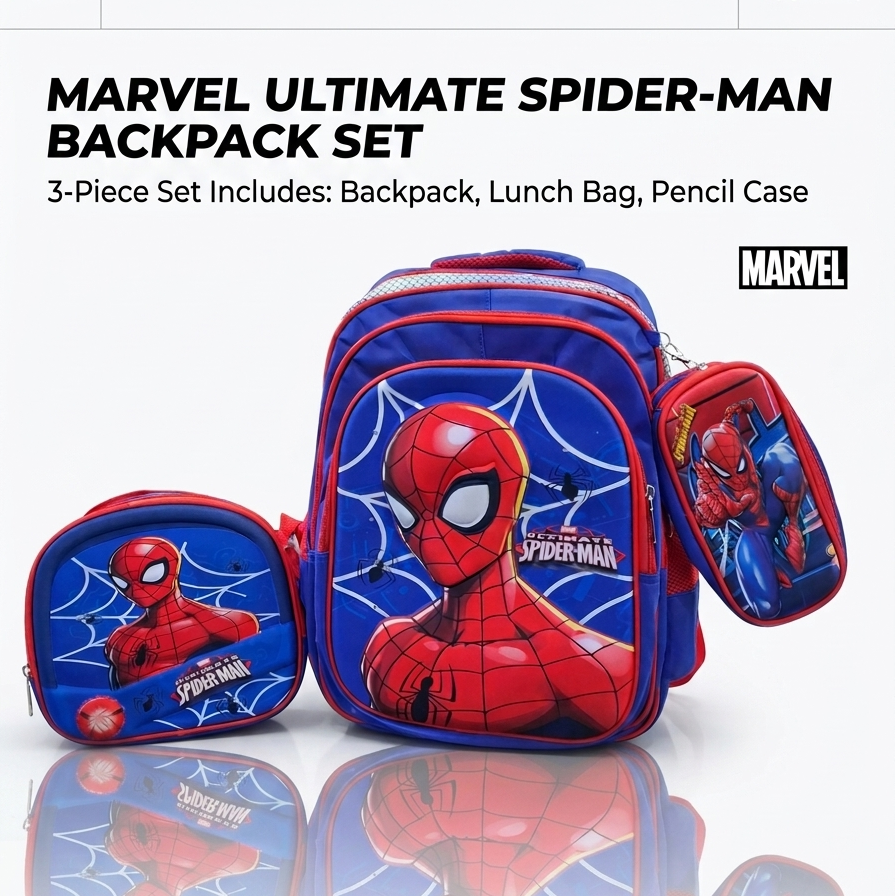 Spiderman 3 Pc School Bag With Lights