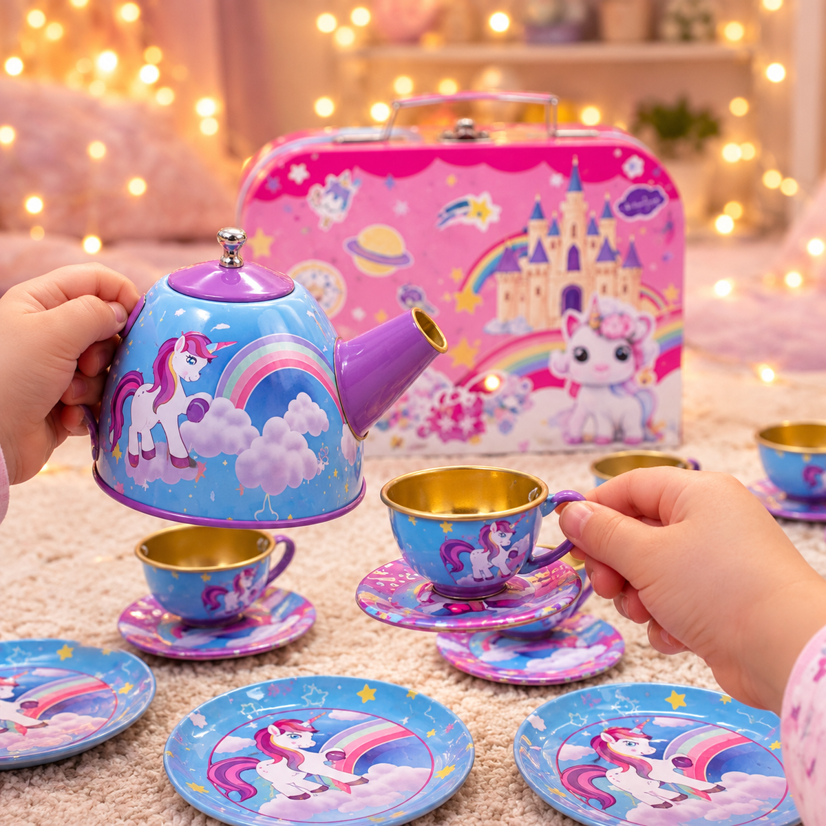 Afternoon Party Tea Set – Durable Steel Toy Set with Portable Case