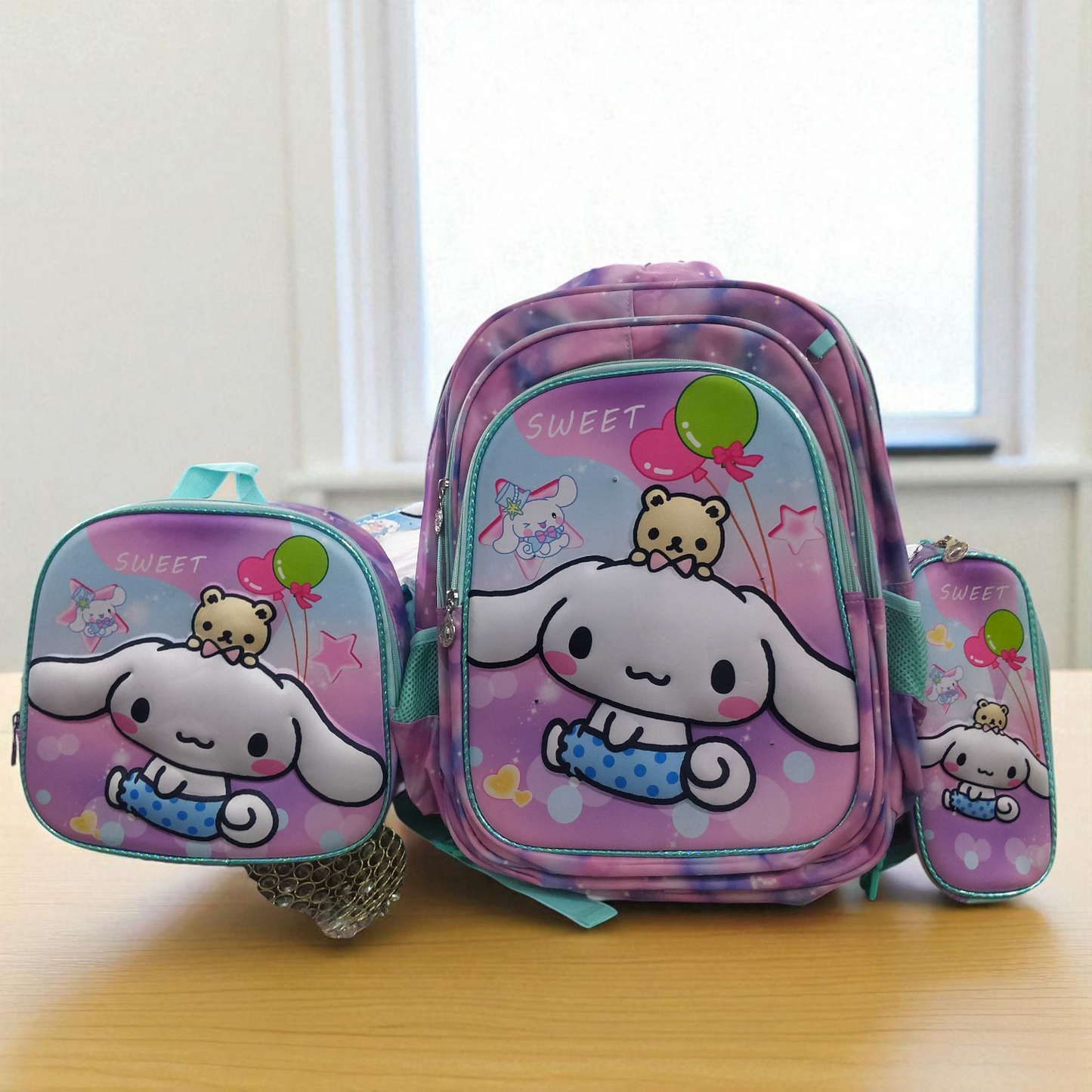 Cinnamoroll 3 Pc School Bag With Lights (Pink)