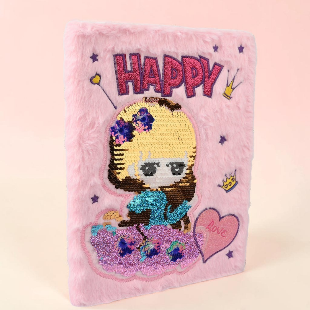Premium Big SizeFurry Sequin Notebook