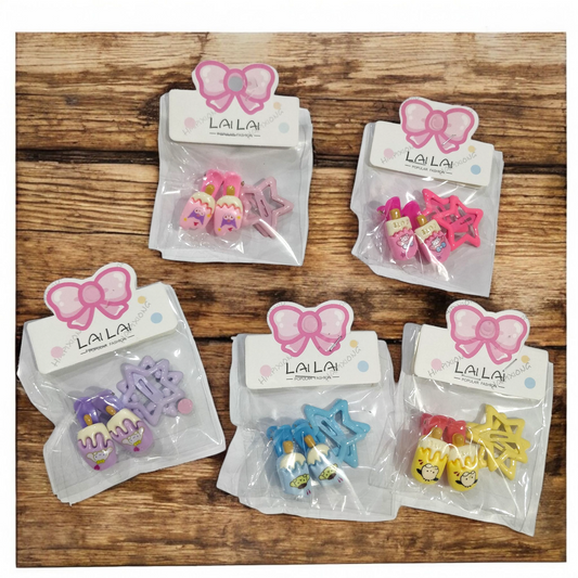 Ice Cream And Star Tic Tac Clips Set