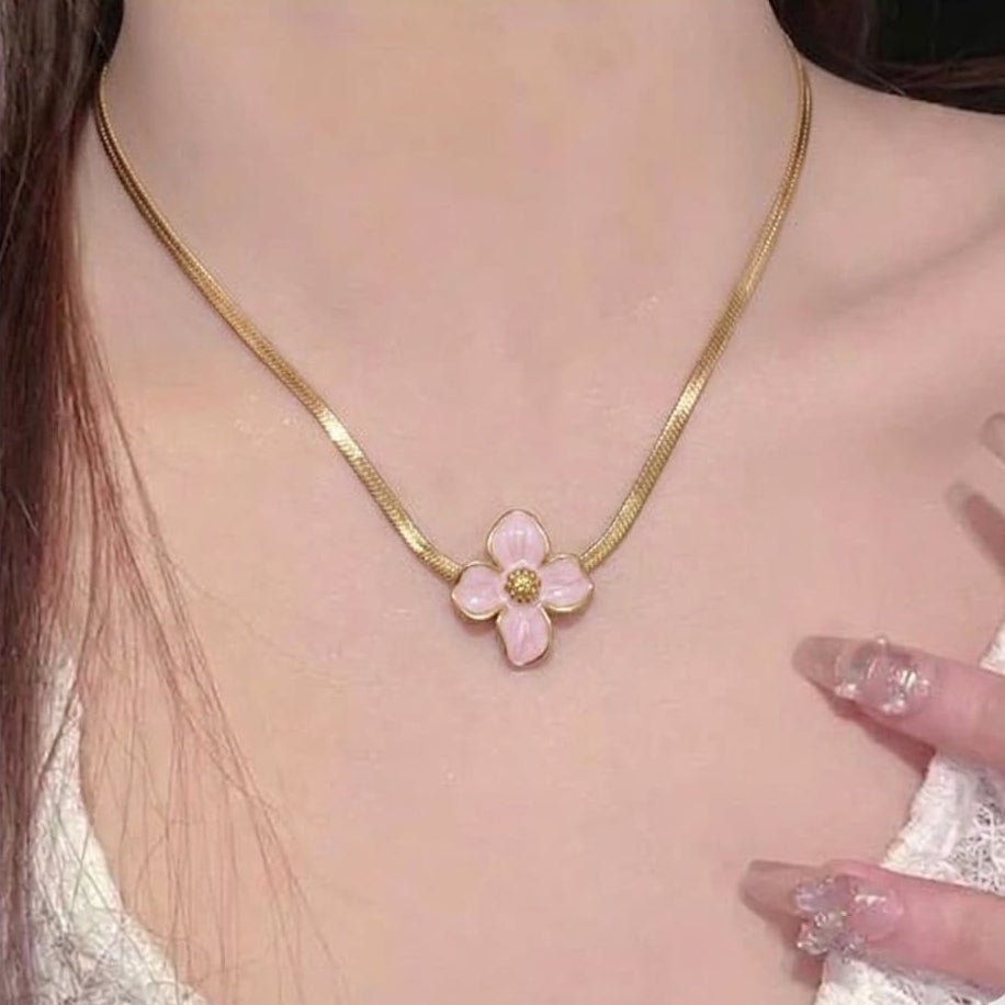 Flower Pinteresty Stainless Steel Necklace