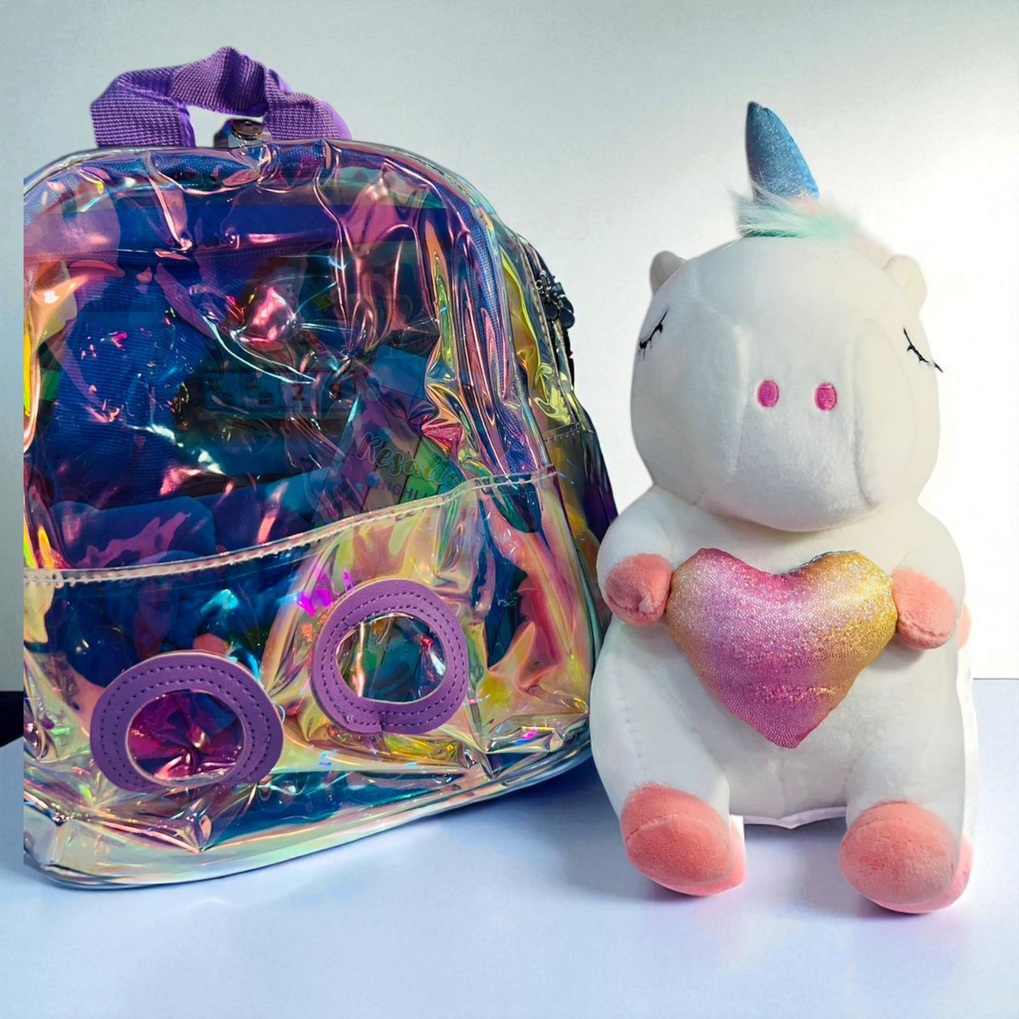 Holographic Unicorn Stuff Toy Backpack