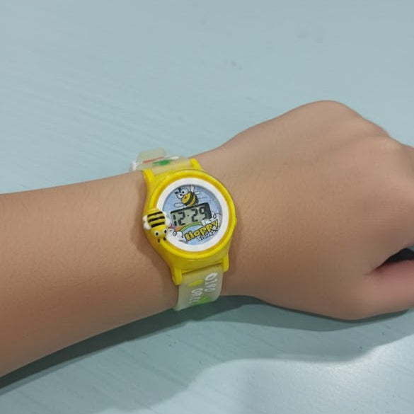 Revolving Bee Kids Digital Watch In Pink And Yellow