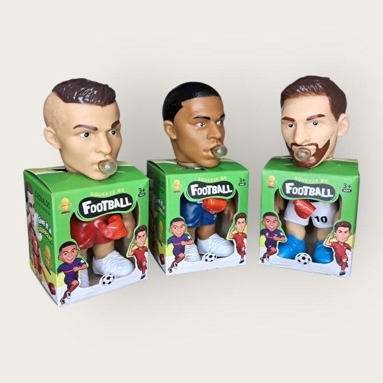 Squeeze Me Football Toy Figurines - Messi, Ronaldo & Mbappé Collectible Soccer Action Figures