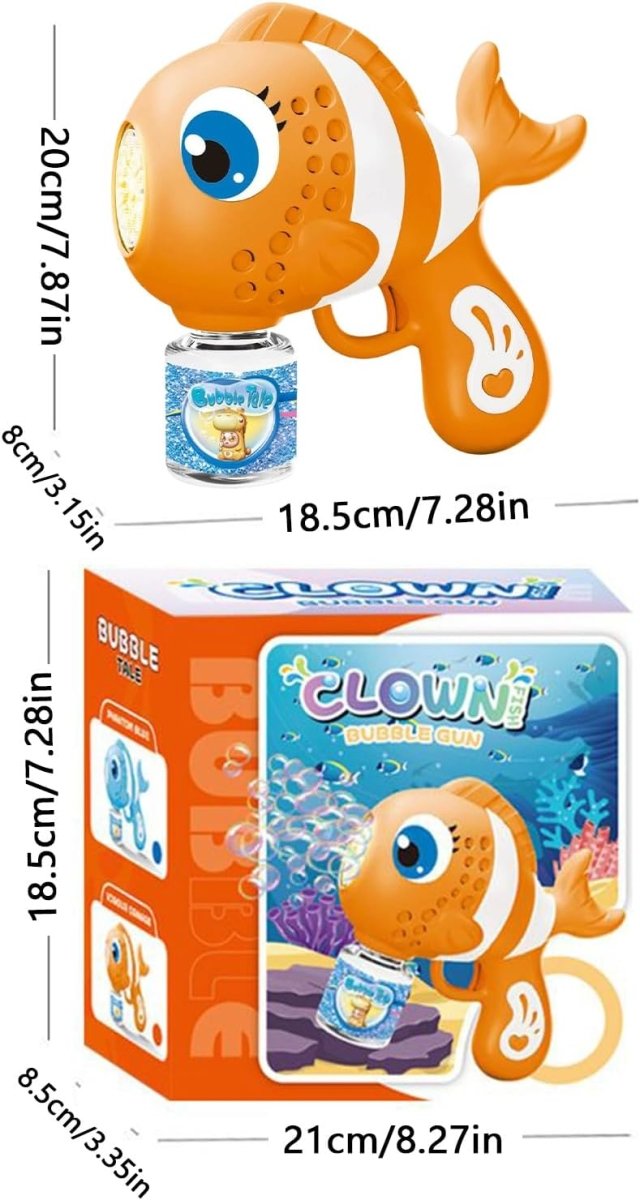 Nemo Fish Bubble Gun With Lights and Solution