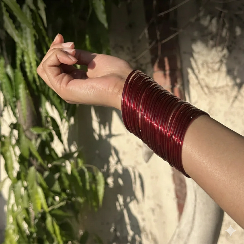 Sajal Ali Maroon Red Metal Bangles