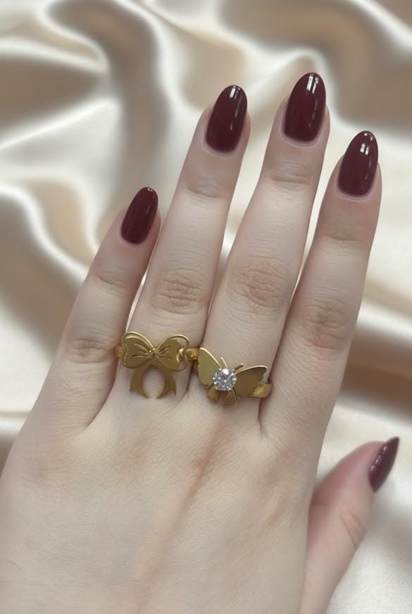 Golden Butterfly Stainless Steel Ring