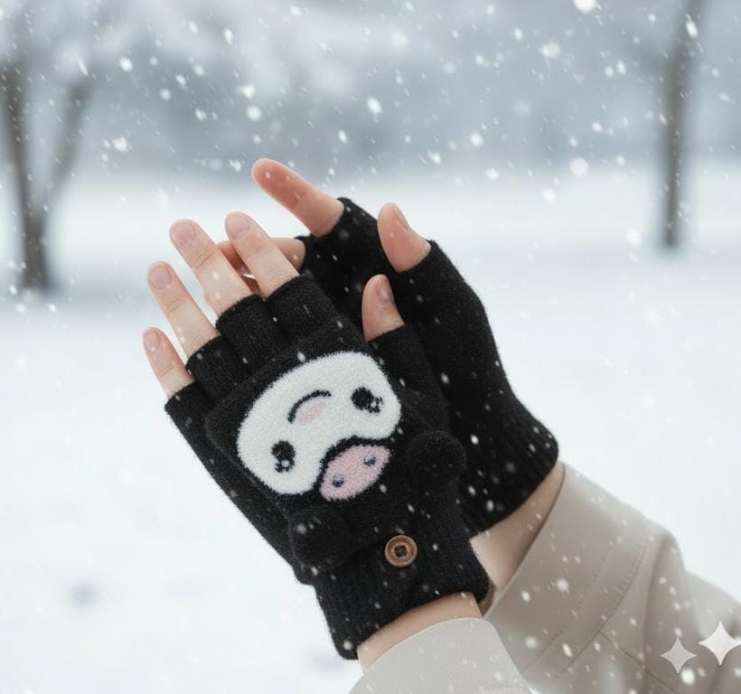 Kuromi Kids 2 In 1 Flip Top Gloves