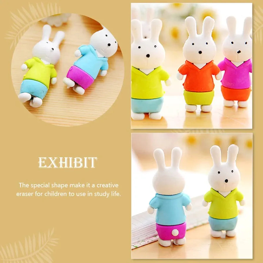 Cute Bunny Pencil Erasers (set Of 3)