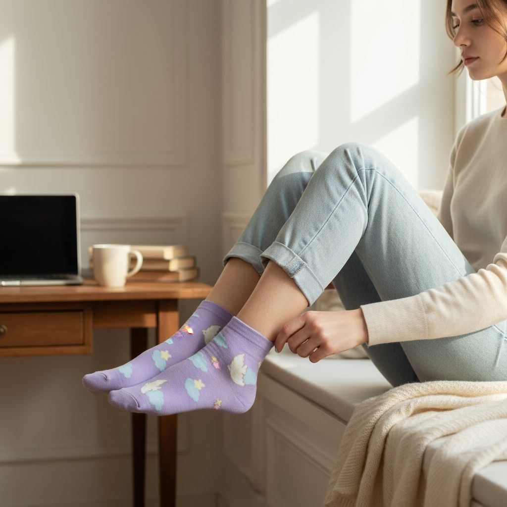 Purple Clouds Ankle Socks