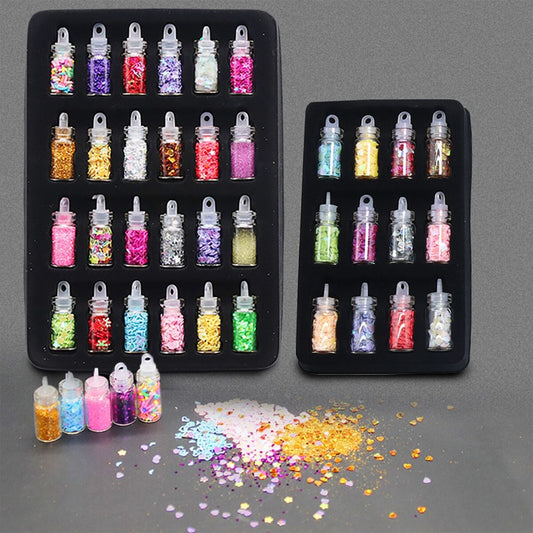 Mini Glitter and Sequins Set – Mini Bottles for Nail Art, Crafts, Resin & More
